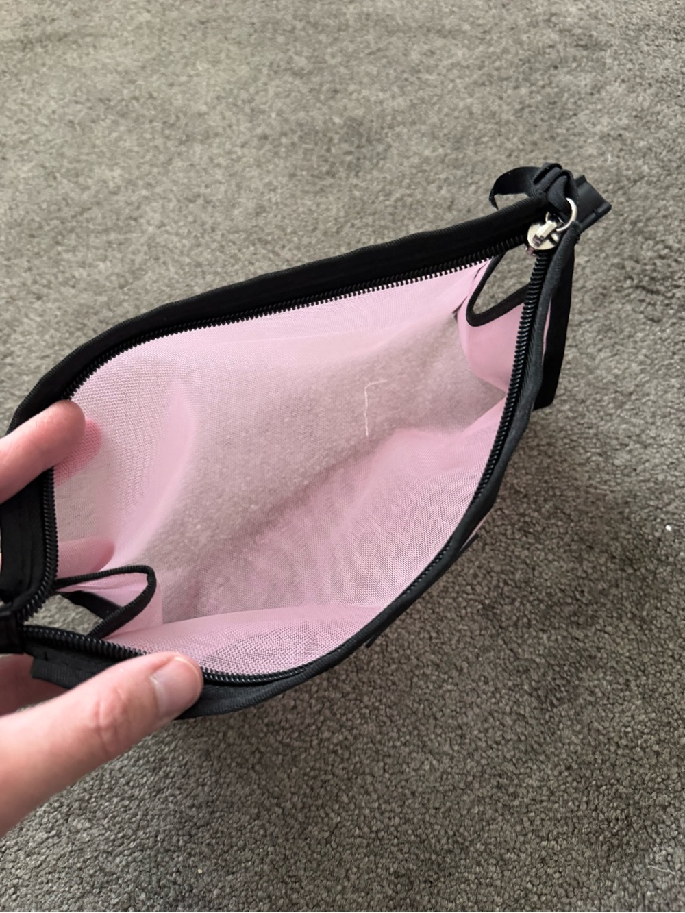 Victoria's Secret Pink Mesh Cosmetic Pouch with Black Trim - Picture 3 of 5
